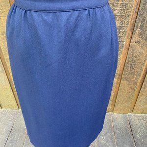 Vintage Valentino Night Navy Blue Crepe Silk Skirt
